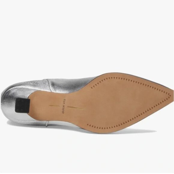 NEW DOLCE VITA Leather Angel Western Booties silver metallic for women 925 5t3 - Picture 4 of 8